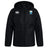 The Las Colinas Rugby Club Vaposhield Stadium Jacket by EMB Canterbury features a black hood, zip front, padded insulation, Canterbury logo on the right chest, and a shield crest with star on the left.
