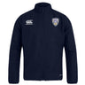 The Franklin County High School Rugby Club Track Jacket by EMB Canterbury features a zip front, "Flyer RFC" crest on the left chest, and Canterbury logo on the right. This lightweight navy jacket is ideal for casual wear.