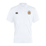 The Atlanta Old White Rugby Champs Club Dry Polo by EMB Canterbury is a plain white, short-sleeve polo with a collar, embroidered chest logos, and VapoDri technology for breathability and comfort.