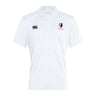 The Lincoln Wolves Club Dry Polo by EMB Canterbury is a white, short-sleeved collared polo with black "Canterbury" and "Wolfpack" chest logos, made with Vapodri tech to keep you cool and comfortable.