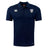 The Franklin County High School Rugby Club Dry Polo by EMB Canterbury features navy blue short sleeves, a collar with three buttons, white Canterbury logo on the right chest, Fly Emirates RFC badge on the left, and breathable Vapodri Technology.