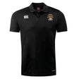 The Atlanta Old White Rugby Champs Club Dry Polo by EMB Canterbury features a breathable black design, Vapodri technology, the Canterbury logo on the right chest, and a crest with "NATIONAL CHAMPIONS" on the left.