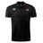The Guilford College Club Dry Polo by EMB Canterbury is a black polo with “Canterbury” and “Quaker Rugby” chest logos, a collared button neckline, and Vapodri Technology for breathable comfort.
