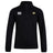 The Monarch Rugby Club 1/4 Zip Mid Layer Training Top by EMB Canterbury is a black long-sleeve training top with a Canterbury logo on the right chest and a gold and black "M" emblem, ideal for custom rugby apparel.