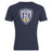 The Franklin County High School Rugby Club Plain Tee by WRS Canterbury is a navy blue cotton blend shirt featuring a large Flyer RFC shield logo with an eagle on the chest.
