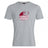 The Guilford College Club Plain Tee by WRS Canterbury is a gray short-sleeve cotton blend shirt with a maroon rugby ball graphic and "Quaker Rugby" in white and maroon on the chest.