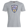 The Franklin County High School Rugby Club Plain Tee by WRS Canterbury is a light gray cotton blend shirt featuring a large, shield-shaped "FLYER RFC" logo with an eagle on the chest.