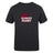 The Guilford College Club Plain Tee by WRS Canterbury is a black cotton-blend shirt with a maroon rugby ball graphic and "Quaker Rugby" in white on the front.