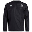 The Fortivus Academy Club Vaposhield Contact Top by EMB Canterbury is a black long-sleeve rugby top with Canterbury and Fortius Academy logos, made with Vaposhield technology for improved performance and comfort.