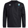 The Las Colinas Rugby Club Vaposhield Contact Top by EMB Canterbury is a black long-sleeve top with Vaposhield technology, featuring a Canterbury logo on the right chest and a shield emblem on the left.
