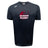 The Guilford College Tempo Vapodri T-Shirt by WRS Canterbury is a black moisture-wicking tee featuring “Quaker Rugby” and a maroon rugby ball graphic on the chest, plus a white Canterbury logo on the right shoulder.