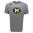 The Monarch Rugby Club Tempo Vapodri T-Shirt by WRS Canterbury is a grey short-sleeve tee with a black and gold "Monarch Rugby" logo and large "M" on the chest, designed for top moisture wicking and athletic performance.
