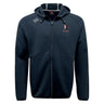 The Lincoln Wolves Tempo Vapodri Full-Zip Hoodie by EMB Canterbury features a black hood, wolf logo and "WOLVES" on the left chest, and a white Canterbury logo on the right shoulder. Its moisture-wicking fabric keeps you comfortable all day.