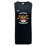 The Atlanta Old White Rugby Champs Tempo Vapodri Singlet by WRS Canterbury is a black recycled polyester sports jersey with "National Champions 2025," an eagle logo, and "OWYRFC 1974" printed on the front.
