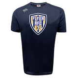 The Franklin County High School Rugby Tempo Vapodri T-Shirt by WRS Canterbury features a large "Flyer RFC" eagle shield on the front and a small Canterbury logo on the right shoulder—an athletic shirt designed for comfort.