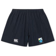 Las Colinas Rugby Yokohama Short by EMB Canterbury in navy blue, featuring an elastic waistband, Canterbury logo, and school crest on the front.