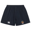The Atlanta Old White Rugby Champs Yokohama Short by EMB Canterbury features a navy blue classic rugby style, elastic waistband, iconic logo on the left, and "National Champions" emblem on the right leg.