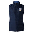 Franklin County High School Rugby Women's Elite Microlite Gilet by EMB Canterbury: navy blue, sleeveless, zip-up front for warmth and style, featuring a "Flyer Fire" logo on the left chest.