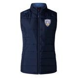 Franklin County High School Rugby Women's Elite Microlite Gilet by EMB Canterbury: navy blue, sleeveless, zip-up front for warmth and style, featuring a "Flyer Fire" logo on the left chest.