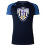 The Franklin County High School Rugby Women's Elite Training Tee by WRS Canterbury is a navy and blue short-sleeve shirt with a bold "Flyer RFC" eagle crest on the front, offering moisture-wicking for high-performance comfort.