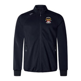 Atlanta Old White Rugby Champs Elite Windstopper Jacket by EMB Canterbury features ribbed cuffs and collar, embroidered logo and text on the left chest, zipped side pockets, and a softshell design for style and weather protection.