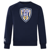 The Franklin County High School Rugby Club Crew Sweatshirt by WRS Canterbury features a large "Flyer RFC" shield with eagle on the chest and an embroidered CCC logo on the left sleeve—ultra soft for comfort and style.