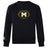 The Monarch Rugby Club Crew Sweatshirt by WRS Canterbury is a black ultra-soft top with a bold gold "M," large "Monarch Rugby" logo on the chest, and a white Canterbury logo on the left sleeve—ideal for fans of classic club crew style.