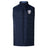 The EMB Canterbury Franklin County High School Rugby Elite Microlite Gilet is a navy blue, quilted sleeveless vest with insulated baffles, front zip, and "Flyer Ref" logo patch, inspired by the Elite Gilet design.