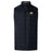The Monarch Rugby Club Women's Elite Microlite Gilet by EMB Canterbury is a black quilted zip-up with side pockets, Thermoreg fleece insulation, and a circular yellow and black "M" logo on the left chest.