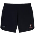 The Lincoln Wolves Women's Elite Woven Short by EMB Canterbury features a small wolf and "WOLVES" on the right leg, plus a grey "CCC" logo on the left—ideal for workouts or daily wear.