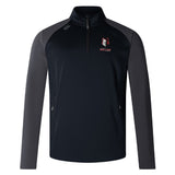 The Lincoln Wolves Elite 1/4 Zip Top by EMB Canterbury features zippered pockets, an embroidered wolf logo, and "WOLVES" text on the left chest—perfect for training or casual wear.