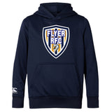 The Franklin County High School Rugby Club Lightweight Hoodie by WRS Canterbury features a large "Flyer RFC" eagle front logo, a small Canterbury sleeve logo, and a classic kangaroo pocket.