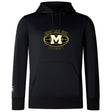 The Monarch Rugby Club Lightweight Hoodie by WRS Canterbury is a black hoodie with a front pocket, featuring a custom oval "M" chest logo and a small Canterbury Club logo on the left sleeve.