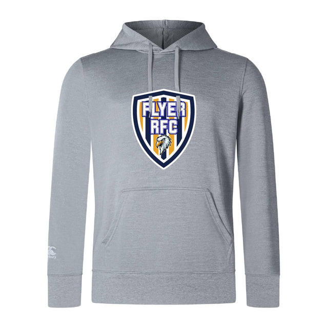 Lightweight light gray Franklin County High School Rugby Club hoodie by WRS Canterbury, featuring a large shield logo with a lion on the chest and a comfy kangaroo pocket.