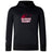 The Guilford College Club Lightweight Hoodie by WRS Canterbury is a black hoodie with a kangaroo pocket, featuring a maroon rugby ball graphic and "QUAKER RUGBY" text on the chest. Made to order for comfort and style.