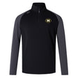 The Monarch Rugby Club Elite First Layer by EMB Canterbury is a black and gray long-sleeve quarter-zip rugby training top with VapoDri technology and an "M Rugby" logo on the left chest.