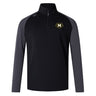 The Monarch Rugby Club Elite First Layer by EMB Canterbury is a black and gray long-sleeve quarter-zip rugby training top with VapoDri technology and an "M Rugby" logo on the left chest.