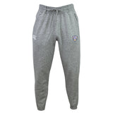 Franklin County High School Rugby Leisure Sweatpant by EMB Canterbury—gray joggers with a drawstring waist, white logo on the left thigh, and a blue-and-white badge on the right thigh—crafted for comfort and style, shown against a white background.