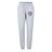The Franklin County High School Rugby Women's Leisure Sweatpant by EMB Canterbury features a light gray organic cotton build, drawstring waist, tapered legs, and a shield logo—ideal everyday comfort from Canterbury.