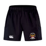 The Atlanta Old White Rugby Champs Advantage Short 2.0 by EMB Canterbury features the Canterbury logo on the left leg and a "National Champions 2023" crossed bats emblem on the right—ideal, sustainable shorts for training or daily wear.