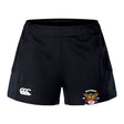 The Atlanta Old White Rugby Champs Women's Advantage Short 2.0 by EMB Canterbury features side pockets, a white Canterbury logo, and a "National Champions 2025" badge—ideal women's rugby shorts for comfort and performance.
