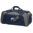 The Franklin County High School Rugby Holdall Duffle Bag by EMB Canterbury features a navy and gray design, shoulder strap, "Flyers" logo, Canterbury branding, and is water repellent—ideal for keeping rugby gear dry and organized.