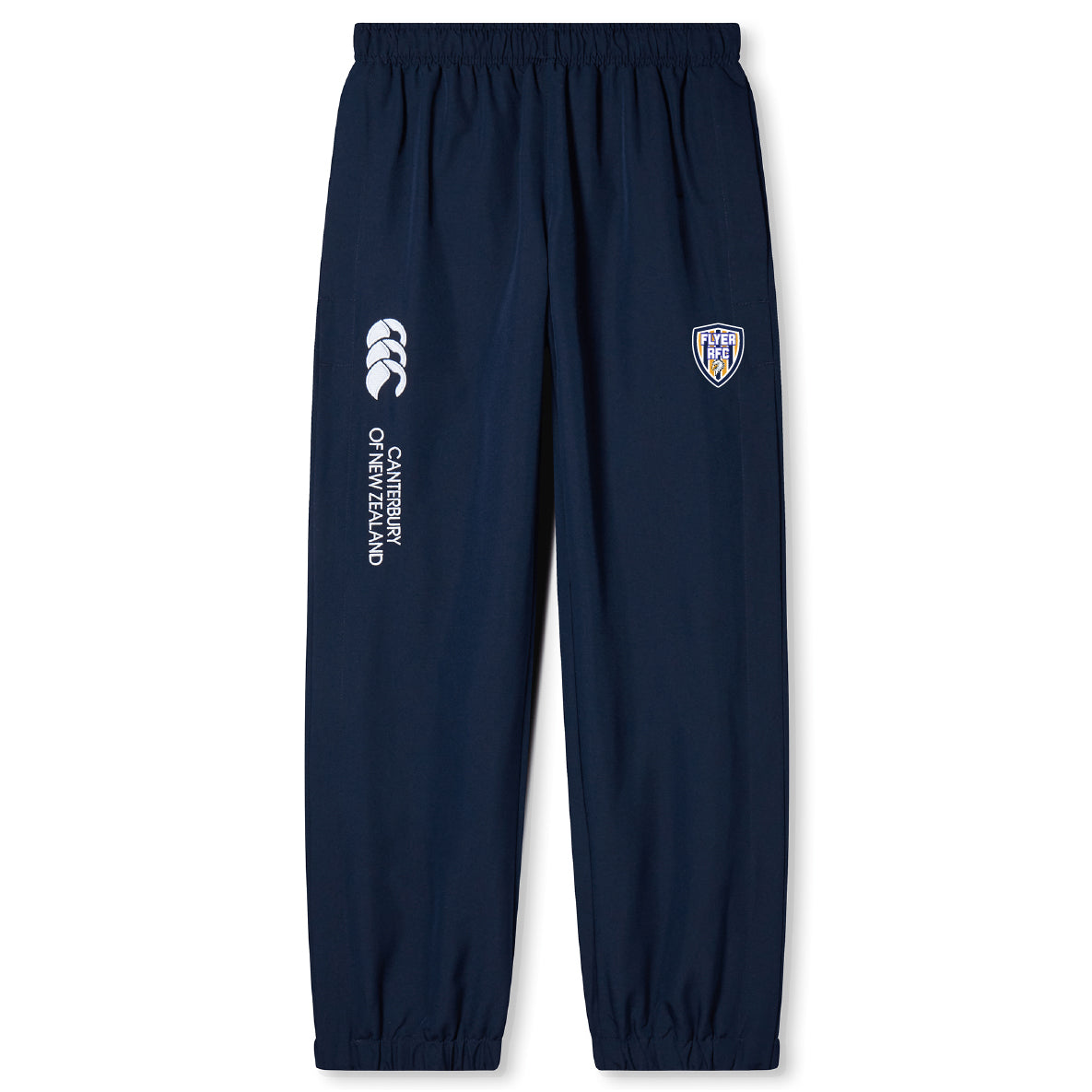 The Franklin County High School Rugby Cuffed Hem Stadium Pant by EMB Canterbury features an elastic waistband, cuffed hem, and school emblems—ideal men's stadium pants offering sporty comfort and style.