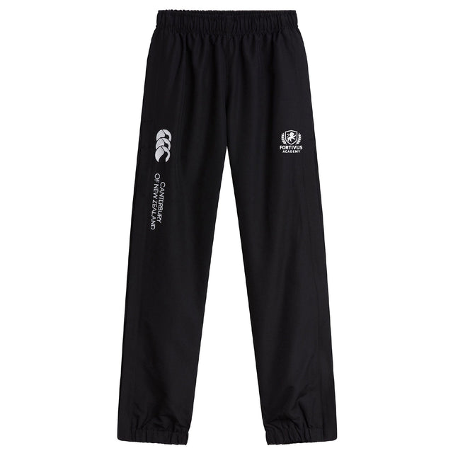 The Fortivus Academy Cuffed Hem Stadium Pant by EMB Canterbury features an elastic waistband and cuffs, plus white logos—ideal men's pants for training or cheering at the stadium.