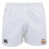 The Atlanta Old White Rugby Champs Player's Drill Short by EMB Canterbury features a "Canterbury" logo on the left leg and a "National Champions 2025" emblem on the right, perfect for rugby drills or gym sessions.