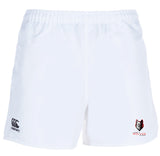 The Lincoln Wolves Player's Drill Short by EMB Canterbury features the Canterbury logo on the left leg and a red and black wolf mascot with "Wolves" text on the right.
