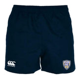 EMB Canterbury Franklin County High School Rugby Professional Polyester Shorts feature a white Canterbury logo on the left leg and Flyer RFC badge on the right, designed for comfort and durability.