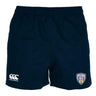 EMB Canterbury Franklin County High School Rugby Professional Polyester Shorts feature a white Canterbury logo on the left leg and Flyer RFC badge on the right, designed for comfort and durability.