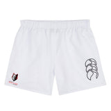 The Lincoln Wolves Tactic Short by EMB Canterbury features an elastic waistband, a bold black abstract logo on one leg, and a wolf mascot with "WOLVES" text on the other—ideal for gym training or as stylish Canterbury shorts.