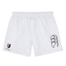 The Lincoln Wolves Tactic Short by EMB Canterbury features an elastic waistband, a bold black abstract logo on one leg, and a wolf mascot with "WOLVES" text on the other—ideal for gym training or as stylish Canterbury shorts.